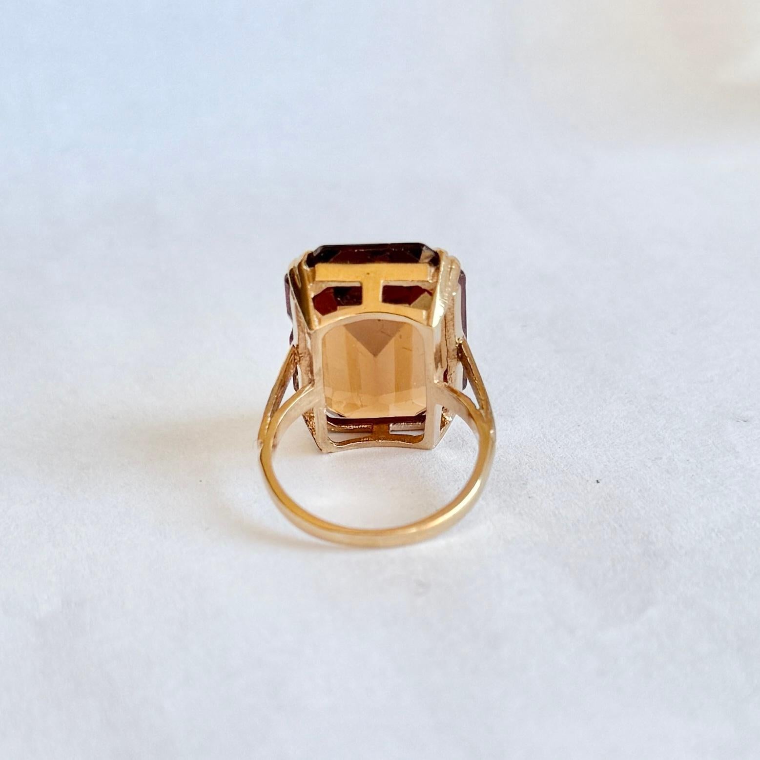Women's Vintage Citrine and 9 Carat Gold Cocktail Ring