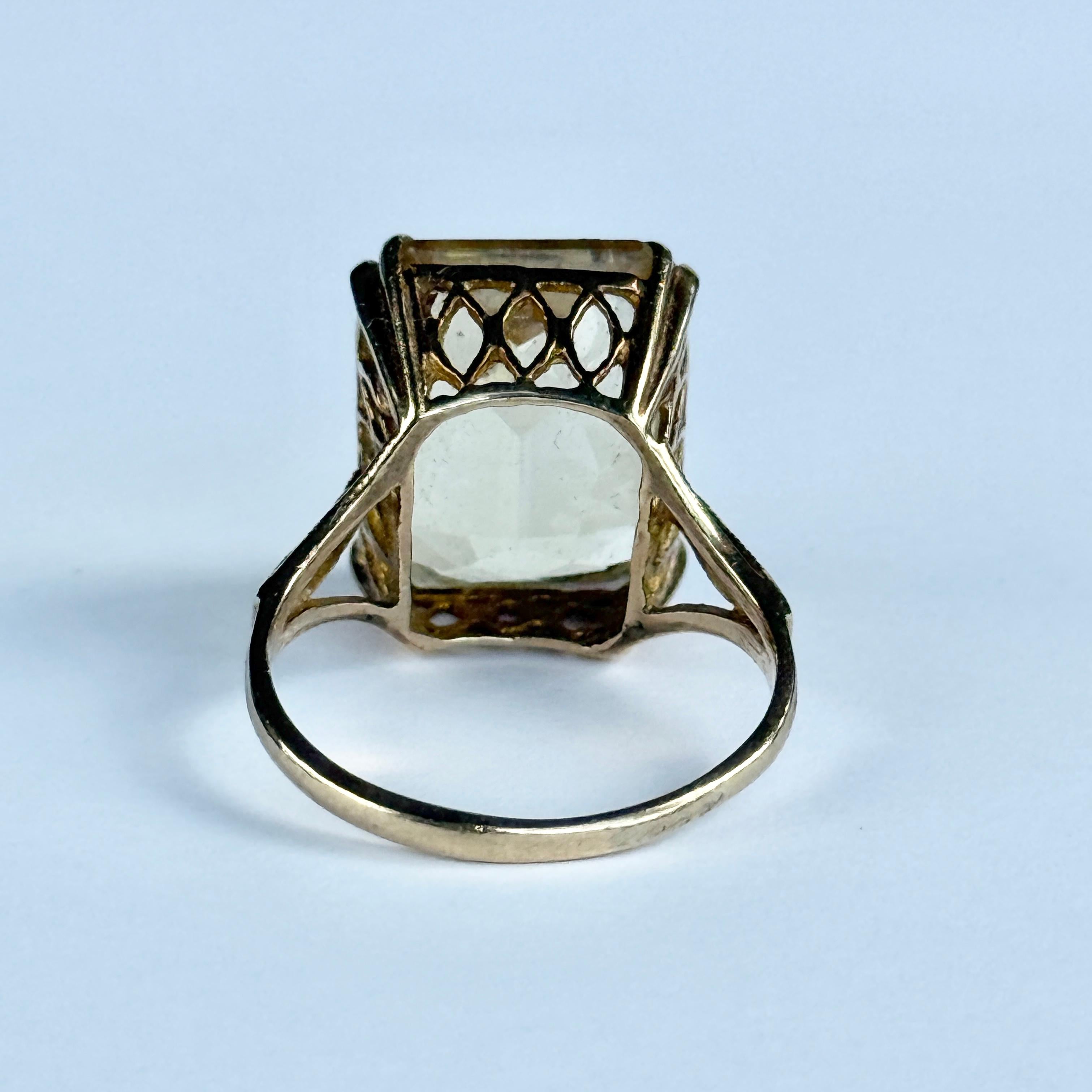 De las mujeres Anillo de cóctel vintage de citrino y oro de 9 quilates en venta