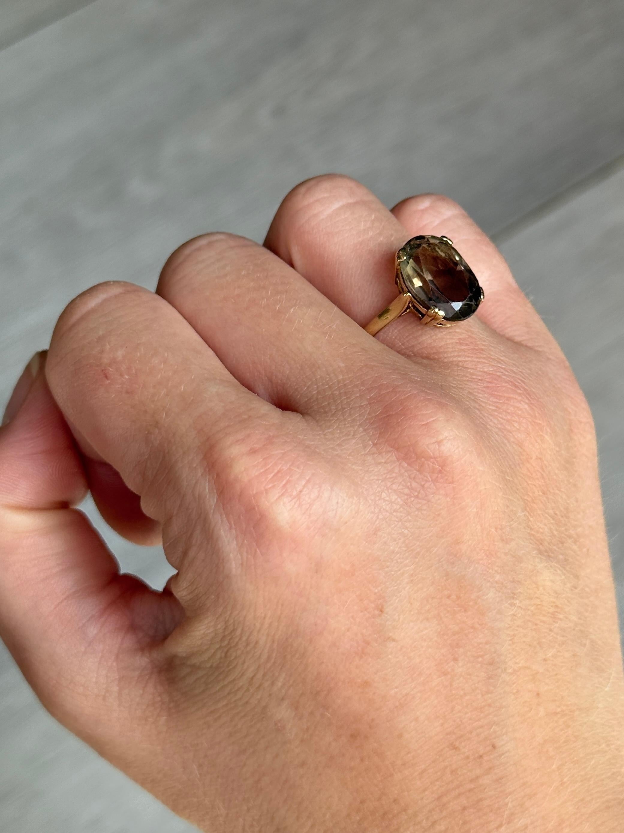 De las mujeres Anillo de cóctel vintage de citrino y oro de 9 quilates en venta