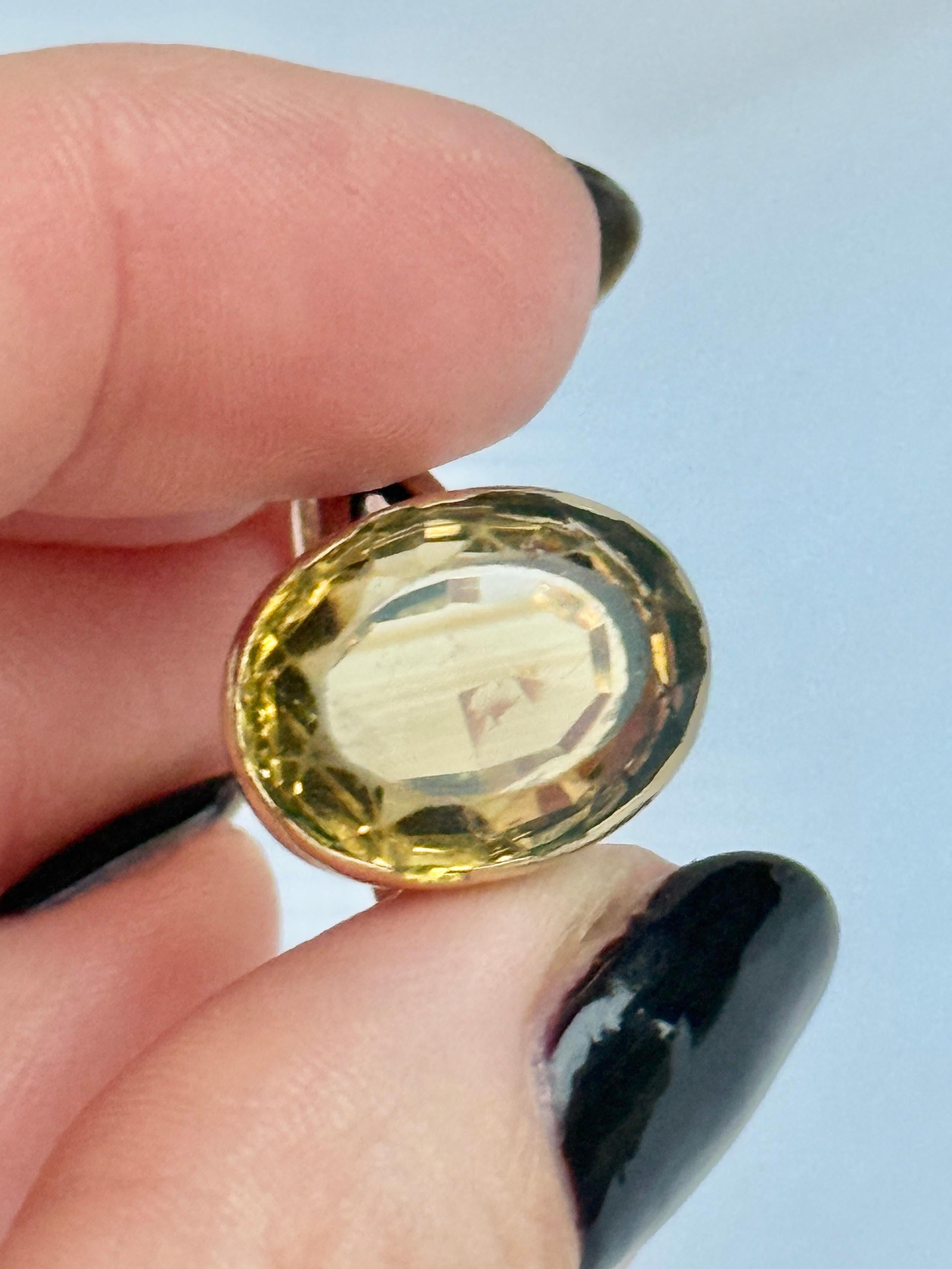 Cocktailring aus Citrin und 9 Karat Gold mit Citrin Damen im Angebot