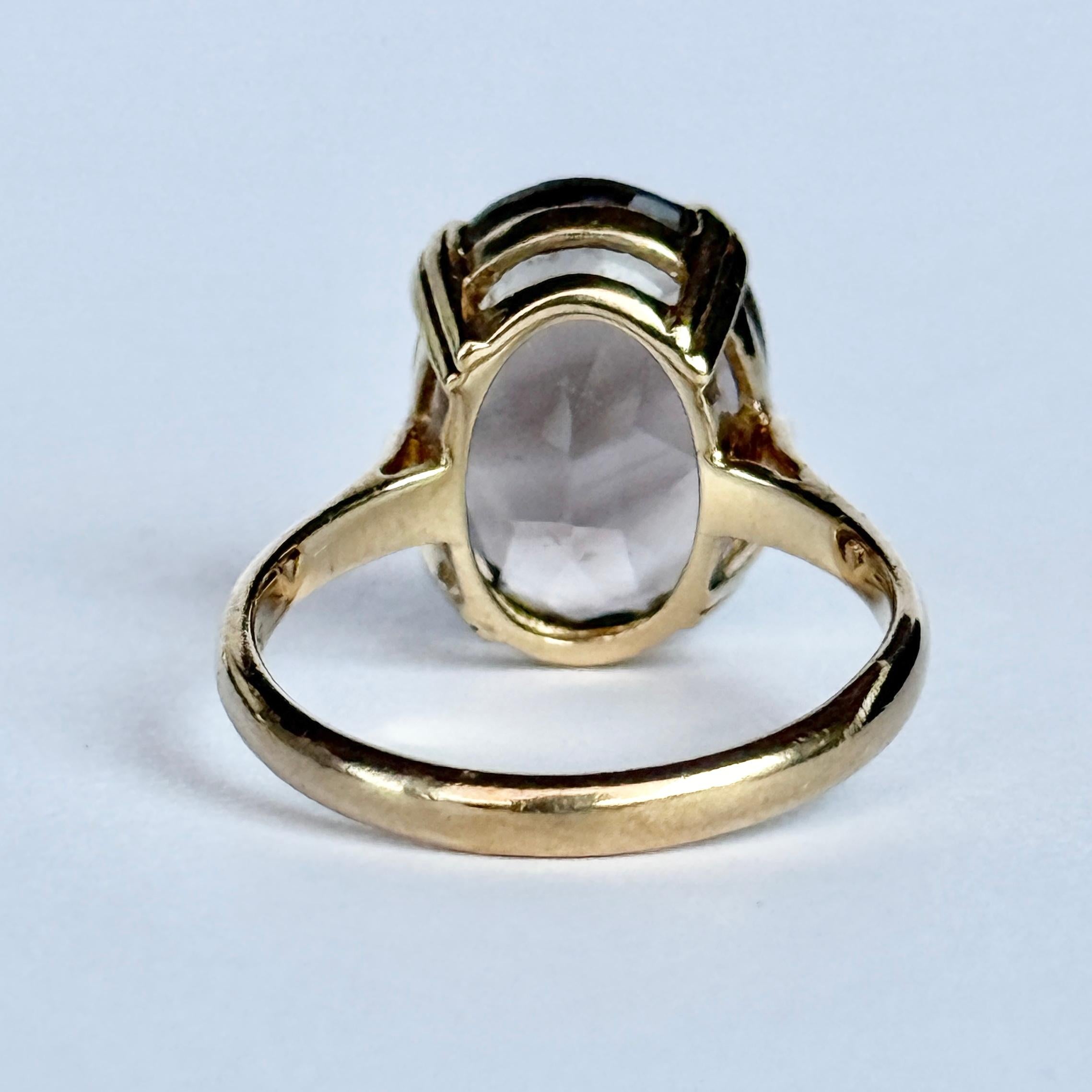 Anillo de cóctel vintage de citrino y oro de 9 quilates en venta 2