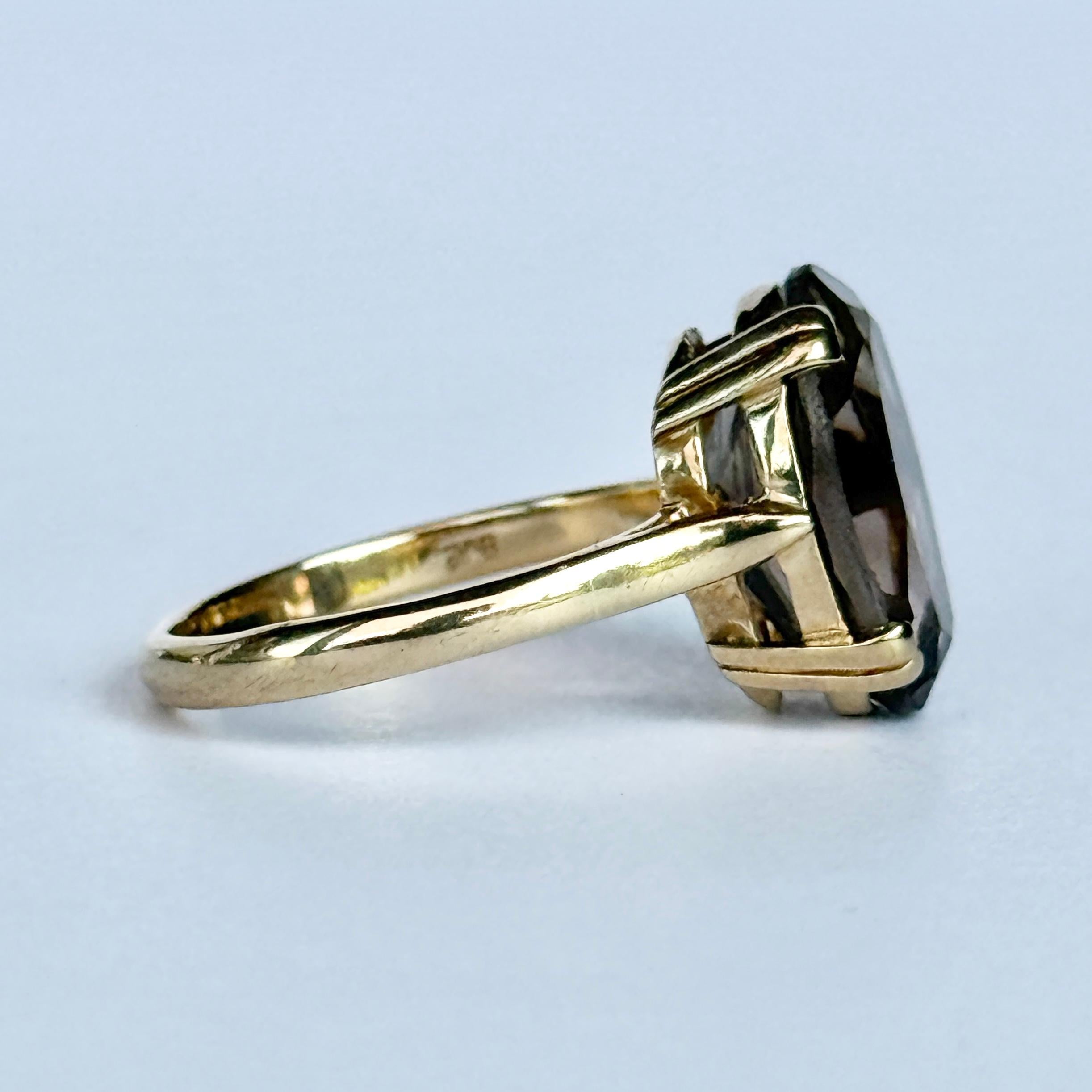 Anillo de cóctel vintage de citrino y oro de 9 quilates en venta 3