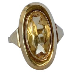 Vintage Citrine and 9 Carat Gold Cocktail Ring
