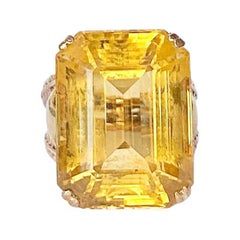 Vintage Citrine and 9 Carat Gold Cocktail Ring