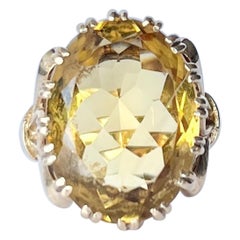 Vintage Citrine and 9 Carat Gold Cocktail Ring