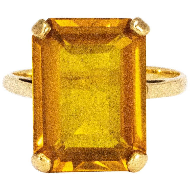 Vintage Citrine and 9 Carat Gold Cocktail Ring at 1stDibs vintage