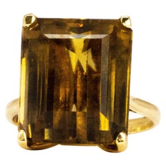 Vintage Citrine and 9 Carat Gold Cocktail Ring