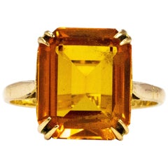 Vintage Citrine and 9 Carat Gold Cocktail Ring