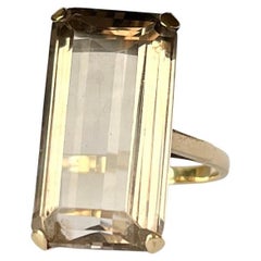 Vintage Citrine and 9 Carat Gold Cocktail Ring