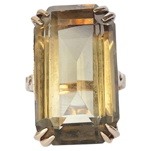 Vintage Citrine and 9 Carat Gold Cocktail Ring