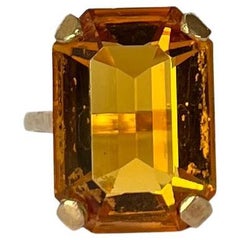 Anello cocktail vintage con citrino e oro 9 carati