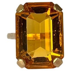 Antique Citrine and 9 Carat Gold Cocktail Ring