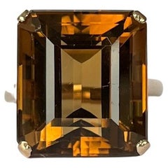 Vintage Citrine and 9 Carat Gold Cocktail Ring
