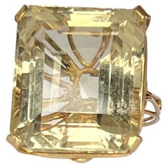 Vintage Citrine and 9 Carat Gold Cocktail Ring