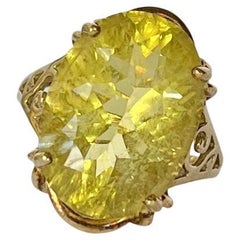 Vintage Citrine and 9 Carat Gold Cocktail Ring