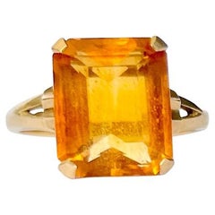 Vintage Citrine and 9 Carat Gold Cocktail Ring