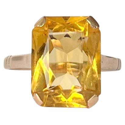 Vintage Citrine and 9 Carat Gold Cocktail Ring