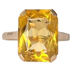 Retro Citrine and 9 Carat Gold Cocktail Ring