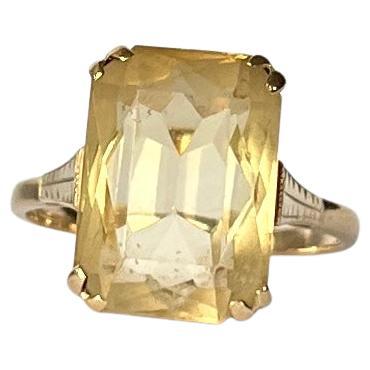 Bague cocktail vintage en or 9 carats et citrine