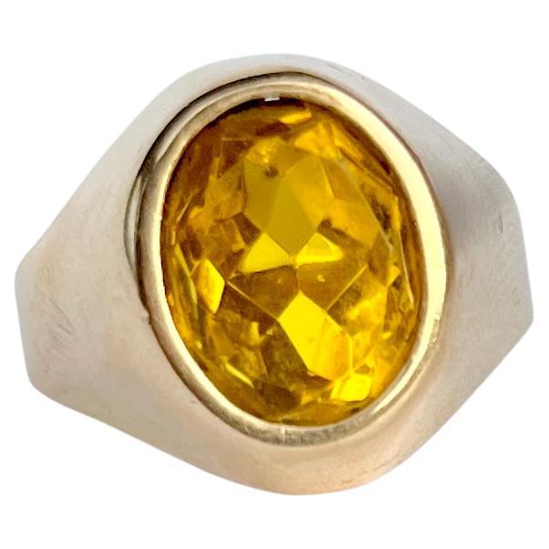 Vintage Citrine and 9 Carat Gold Cocktail Ring For Sale