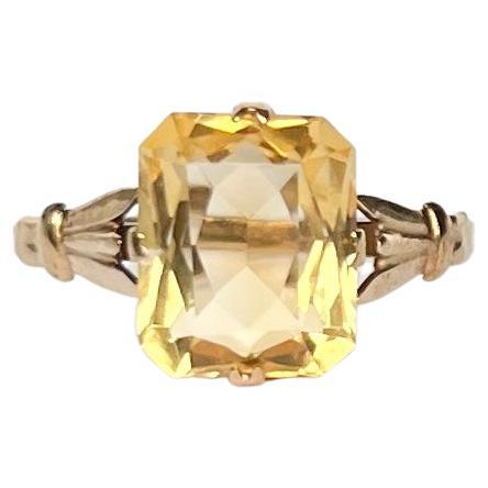 Vintage Citrine and 9 Carat Gold Cocktail Ring