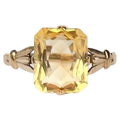 Antique Citrine and 9 Carat Gold Cocktail Ring
