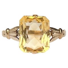 Anello cocktail vintage con citrino e oro 9 carati