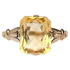 Retro Citrine and 9 Carat Gold Cocktail Ring