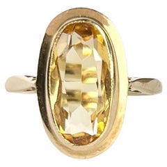 Vintage Citrine and 9 Carat Gold Cocktail Ring