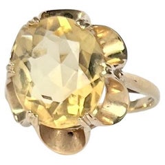 Bague cocktail vintage en or 9 carats et citrine