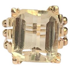 Bague cocktail vintage en or 9 carats et citrine