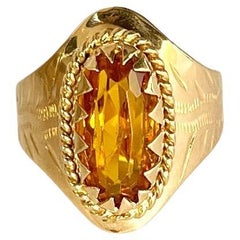 Retro Citrine and 9 Carat Gold Cocktail Ring