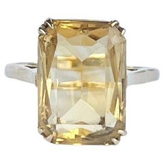 Vintage Citrine and 9 Carat Gold Cocktail Ring