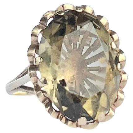 Vintage Citrine and 9 Carat Gold Cocktail Ring For Sale