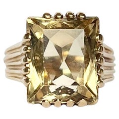 Vintage Citrine and 9 Carat Gold Cocktail Ring