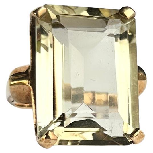 Vintage Citrine and 9 Carat Gold Cocktail Ring For Sale