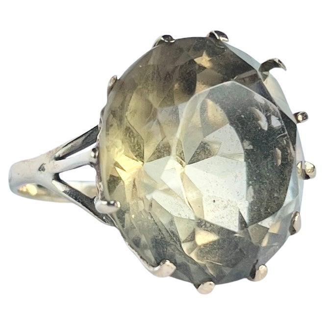 Vintage Citrine and 9 Carat Gold Cocktail Ring