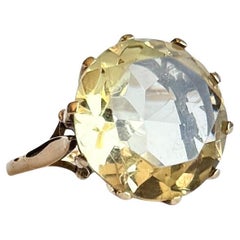 Vintage Citrine and 9 Carat Gold Cocktail Ring