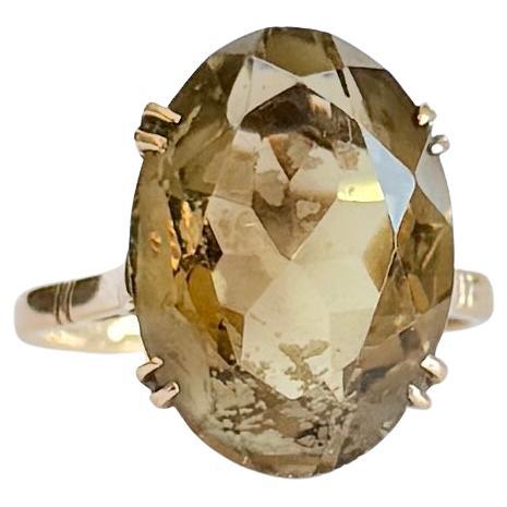 Vintage Citrine and 9 Carat Gold Cocktail Ring