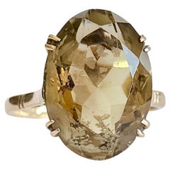 Anello cocktail vintage con citrino e oro 9 carati