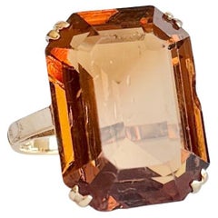 Vintage Citrine and 9 Carat Gold Cocktail Ring