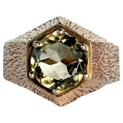 Vintage Citrine and 9 Carat Gold Cocktail Ring