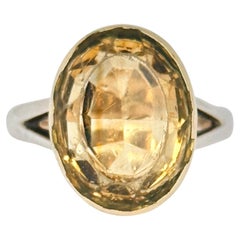 Anello cocktail vintage con citrino e oro 9 carati