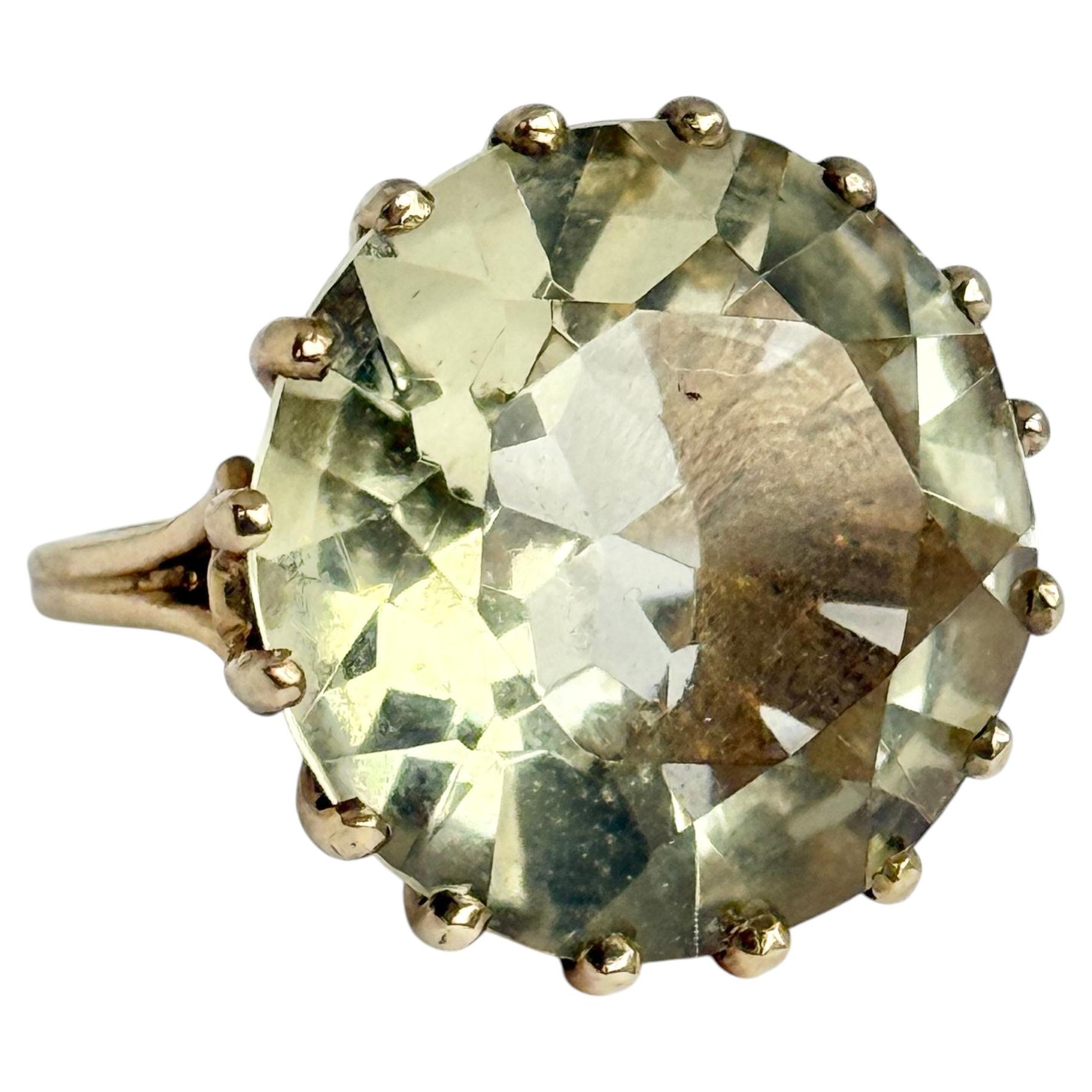 Anillo de cóctel vintage de citrino y oro de 9 quilates