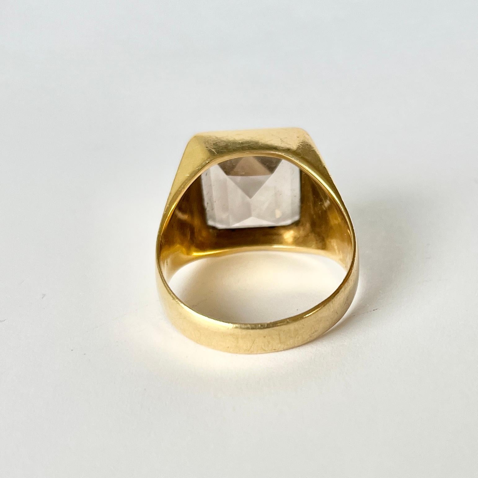 Emerald Cut Vintage Citrine and 9 Carat Gold Ring