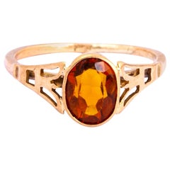 Vintage Citrine and 9 Carat Gold Ring
