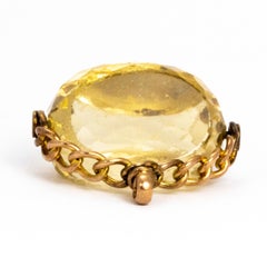 Vintage Citrine and 9 Carat Gold Swivel Fob Pendant