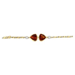 Vintage Citrine and Diamond Bar Pin in 18K Two Tone Gold