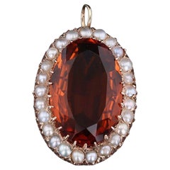 Vintage Citrine and Pearl Pendant of 14k Gold