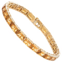 Vintage Citrine Bracelet 22.50 Carat 18 Karat Gold Tennis Line Estate Jewelry
